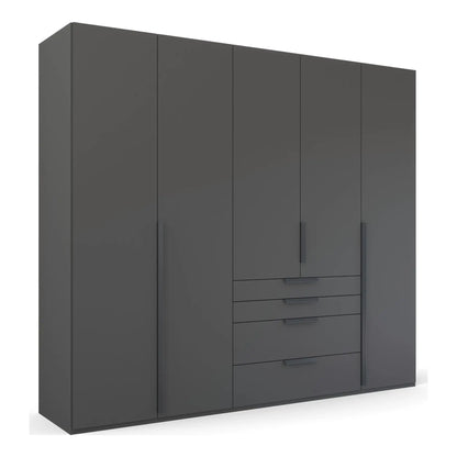 Frans 250cm Decor 5 Door Wardrobe With Drawers in Graphite