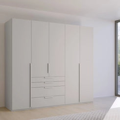 Shop the Rauch Frans 251cm 5 door wardrobe with exterior drawers, free delivery, optional installation and a 10-year manufacturer guarantee.