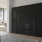 Frans 250cm Glass 5 Door Wardrobe With Drawers in Graphite - Styled in a Living Room
