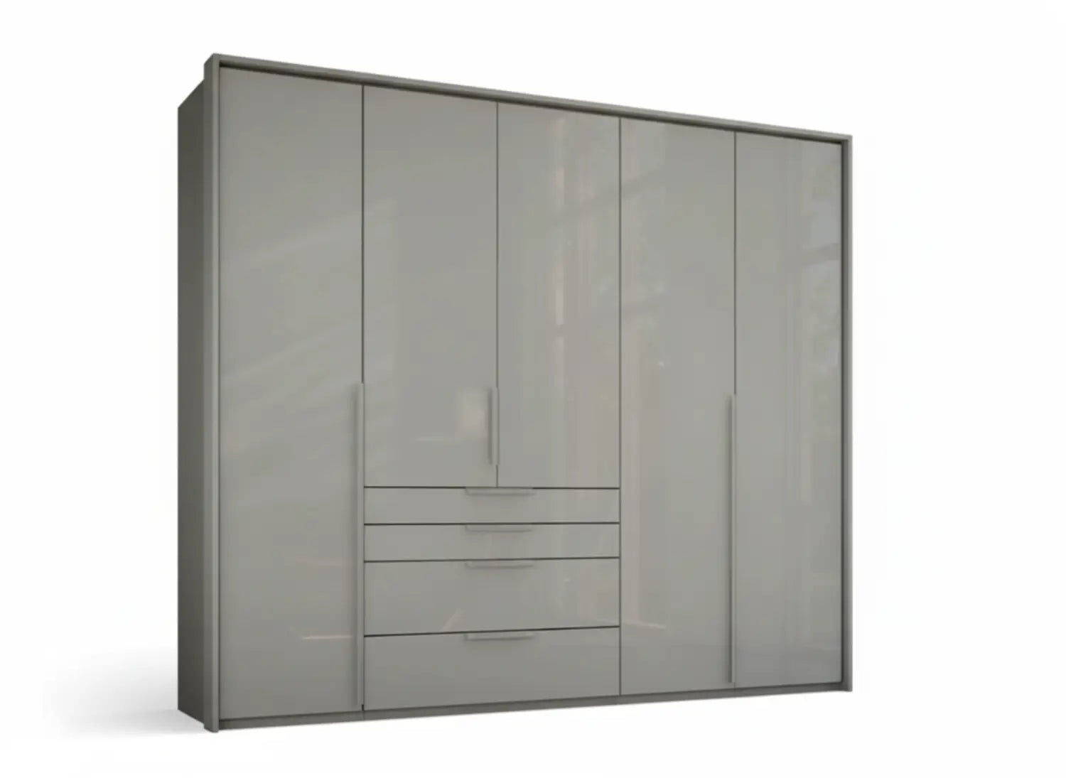 Frans 250cm Glass 5 Door Wardrobe With Drawers - Passepartout Frame