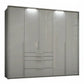 Frans 250cm Glass 5 Door Wardrobe With Drawers - Passepartout Frame - Led light