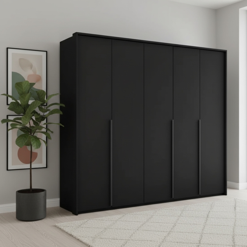 Rauch Frans 250cm Graphite 5 Door Hinged Wardrobe with Premium Interior and Passepartout Frame