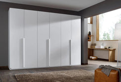 Frans 300cm 6 Door Large Wardrobe in White - Styled in a Living Room