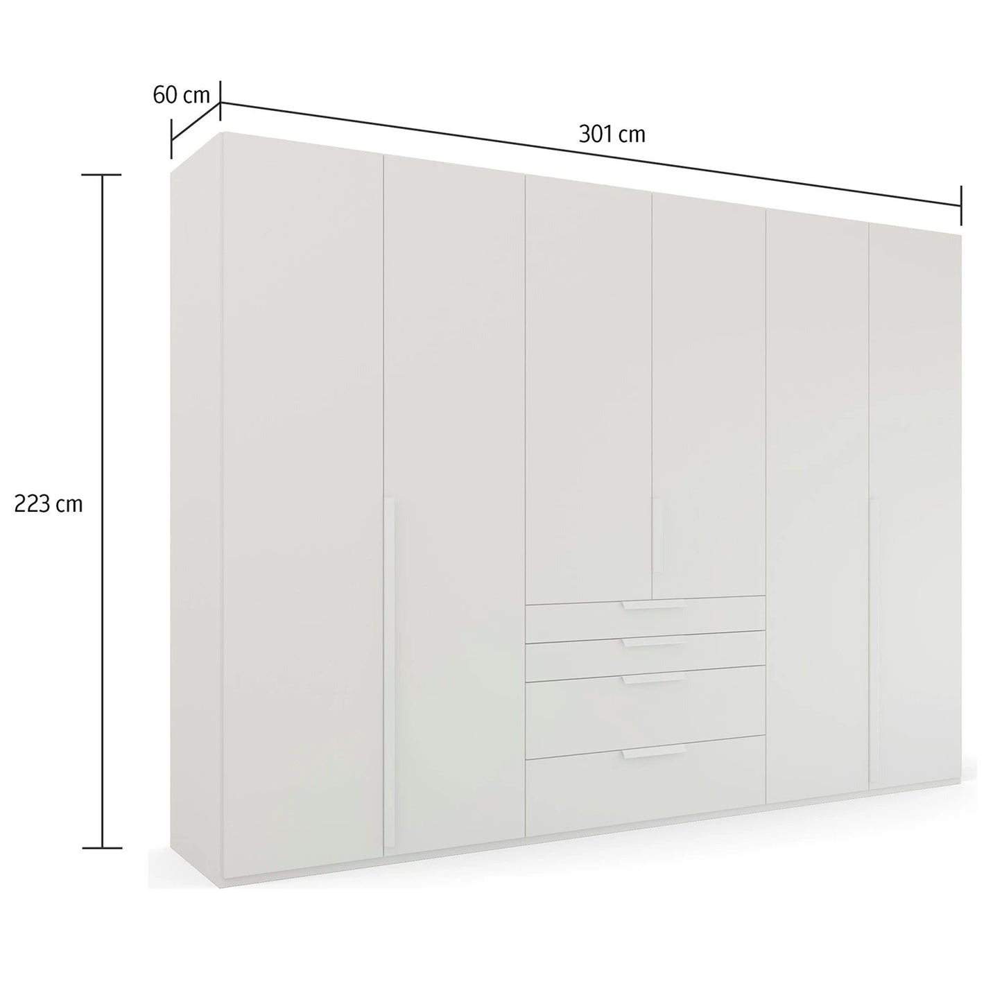 Frans 300cm 6 Door Large Wardrobe - Dimensions