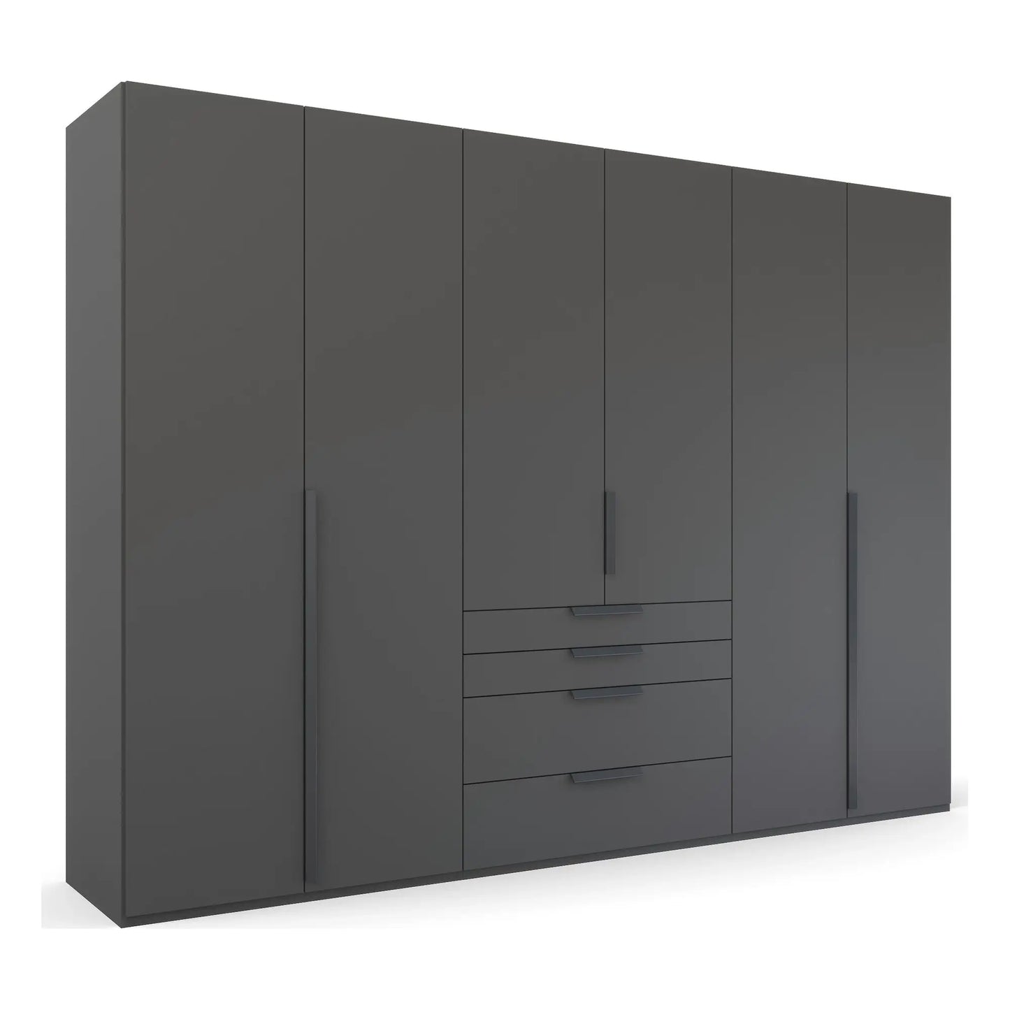 Frans 300cm Decor 6 Door Wardrobe With Drawers in Graphite
