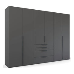 Frans 300cm Decor 6 Door Wardrobe With Drawers in Graphite