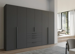Frans 300cm Decor 6 Door Wardrobe With Drawers in Graphite - Styled in a  Living Room