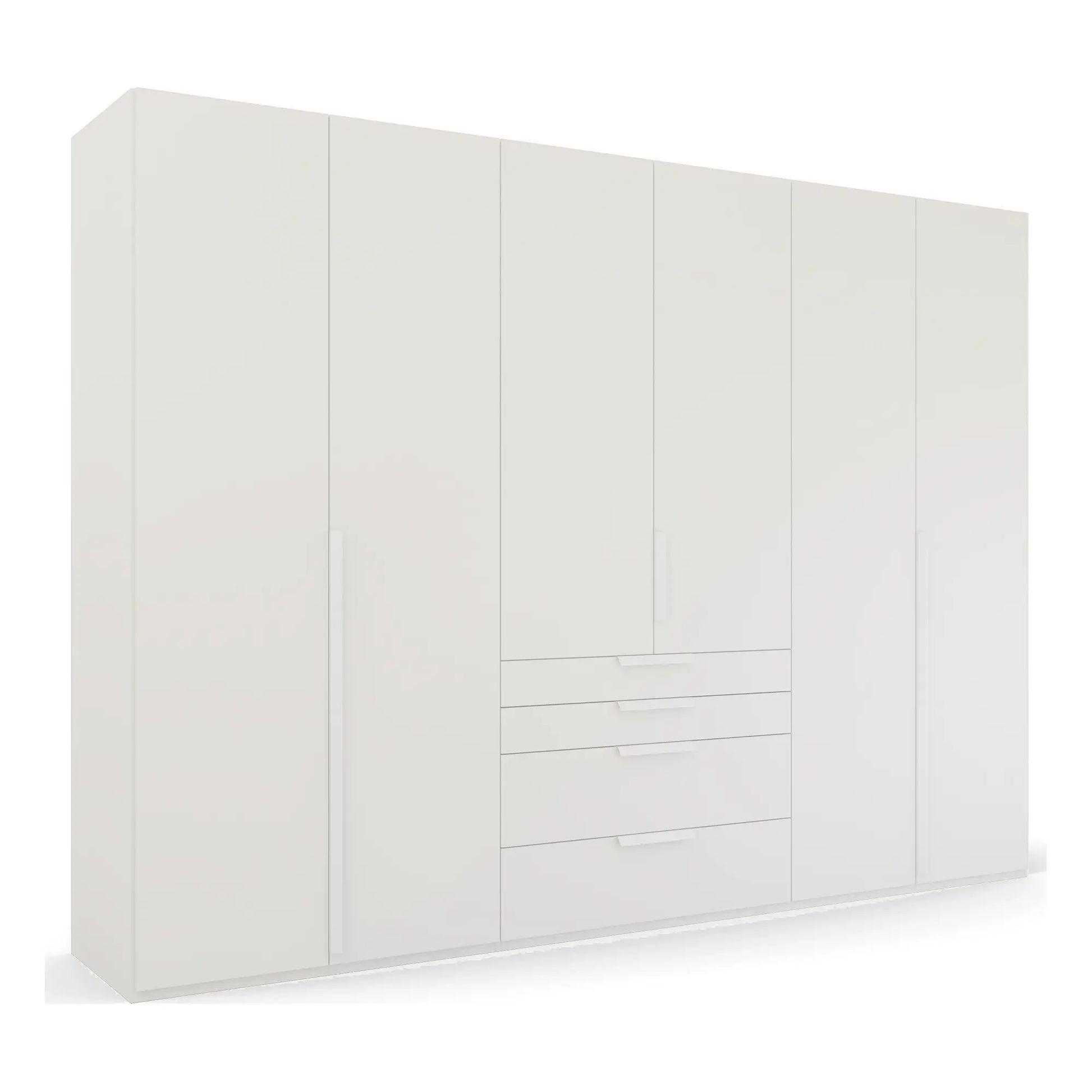 Frans 300cm Decor 6 Door Wardrobe With Drawers in White