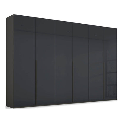Frans 300cm Glass 6 Door Wardrobe in Graphite Glass