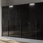 Frans 300cm Glass 6 Door Wardrobe in Graphite Glass - Passepartout Frame with Lights