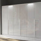 Frans 300cm Glass 6 Door Wardrobe in Silk White Glass - Passepartout Frame with Lights