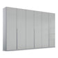 Frans 300cm Glass 6 Door Wardrobe in Silk Grey Glass