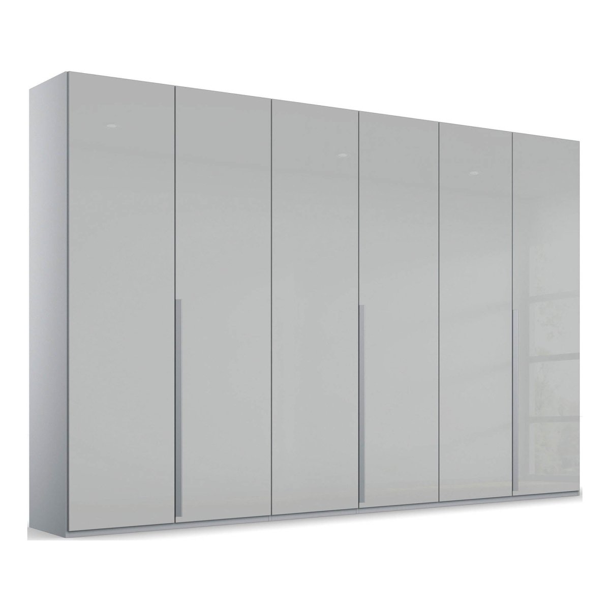 Frans 300cm Glass 6 Door Wardrobe in Silk Grey Glass