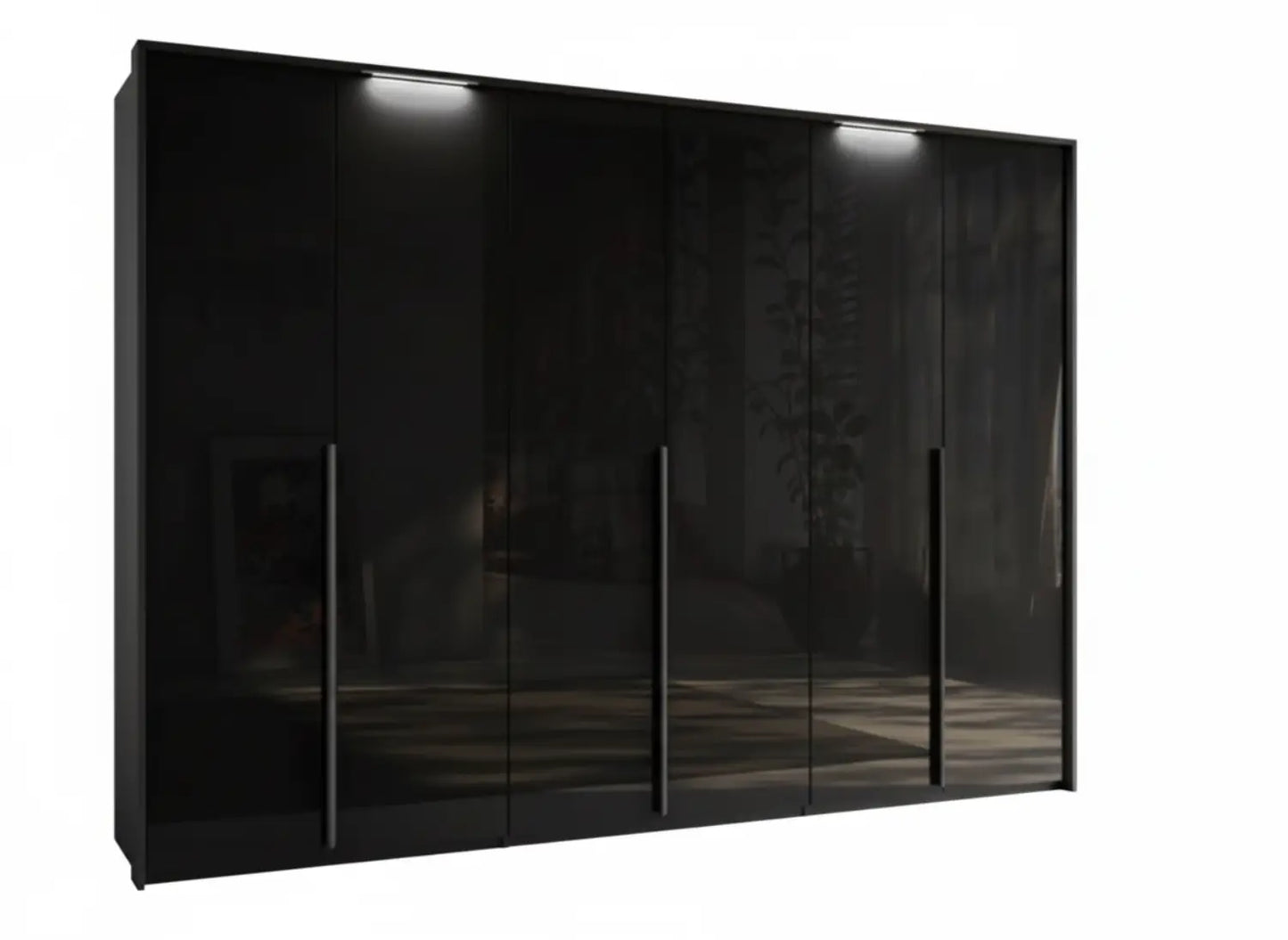 Frans 300cm Glass 6 Door Wardrobe - Passepartout Frame - Led Light