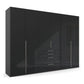 Rauch Frans 301cm Graphite Basalt Glass 6 Door Hinged Wardrobe with Exterior Drawers,  Long Door handles and Premium Interior Inside 