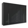 Frans 300cm 6 Door Wardrobe With Drawers in Basalt Glass