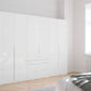 Frans 300cm Glass 6 Door Wardrobe With Drawers in White - Styled in a Bedroom