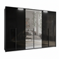 Rauch Frans 300cm Basalt Glass 6 Door Wardrobe with Mirror, LED Light Passepartout Frame and Premium Interior Inside