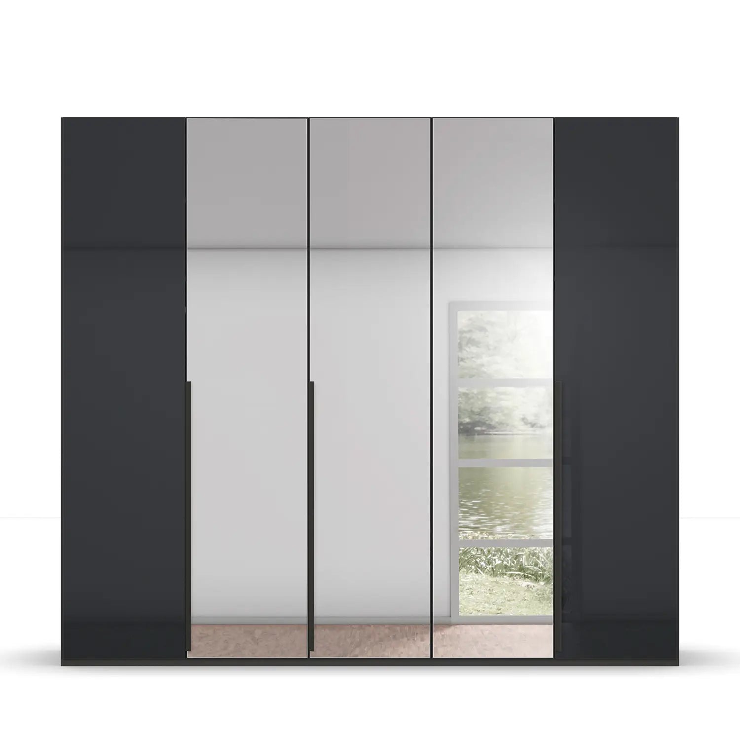 Frans 250cm 5 Door Glass Front Wardrobe - Pendle Village Furniture