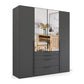 Frans 200cm Matt Graphite 4 Door Wardrobe with Drawers and Mirror 