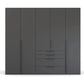 Frans 250cm Decor 5 Door Wardrobe With Drawers in Graphite - Front view