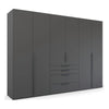 Frans 300cm Decor 6 Door Wardrobe With Drawers in Graphite