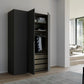 Rauch Frans 151cm Graphite Glass 3 door wardrobe with Premium Interior and Long Door handles