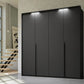 Frans 200cm Decor 4 Door Hinged Wardrobe in Graphite - Passepartout Frame with Lights