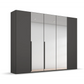 Rauch Frans 250cm Graphite 5 Door Hinged Wardrobe with Mirror on Middle 3 Doors and Premium Interior