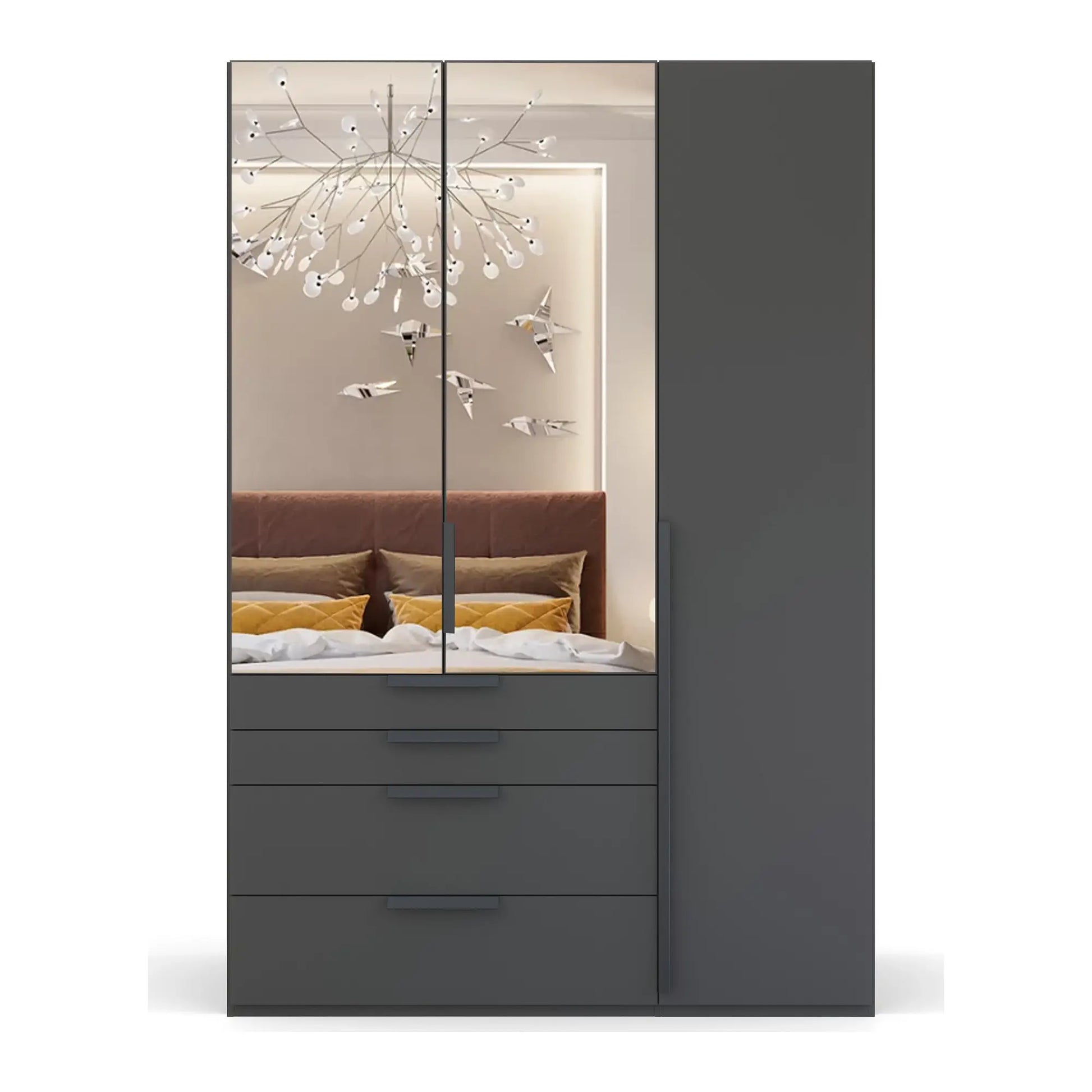 Frans 151cm Decor 3 Door Wardrobe With Drawers - Pendle Village Furniture