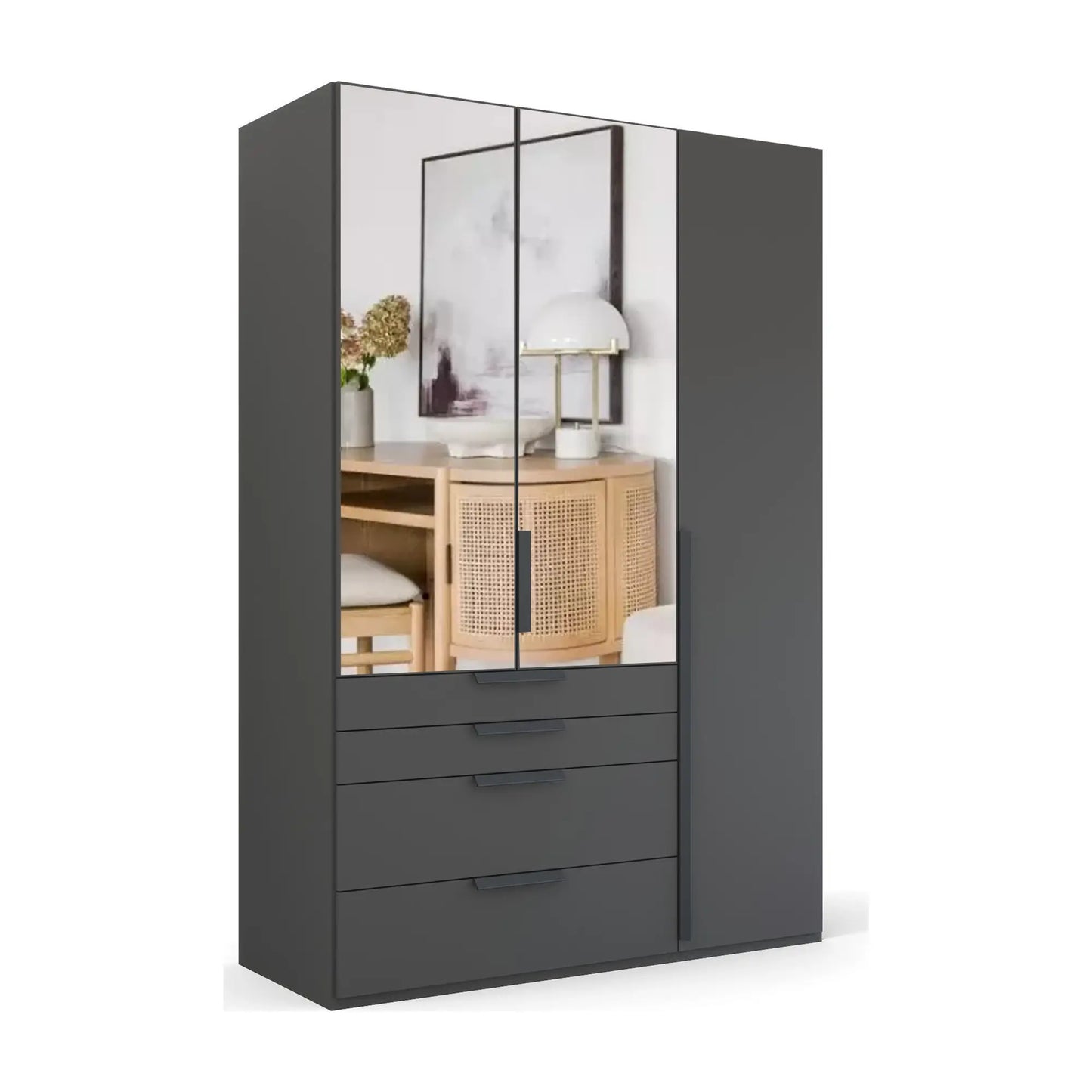 Frans 151cm Decor 3 Door Wardrobe With Drawers - Pendle Village Furniture