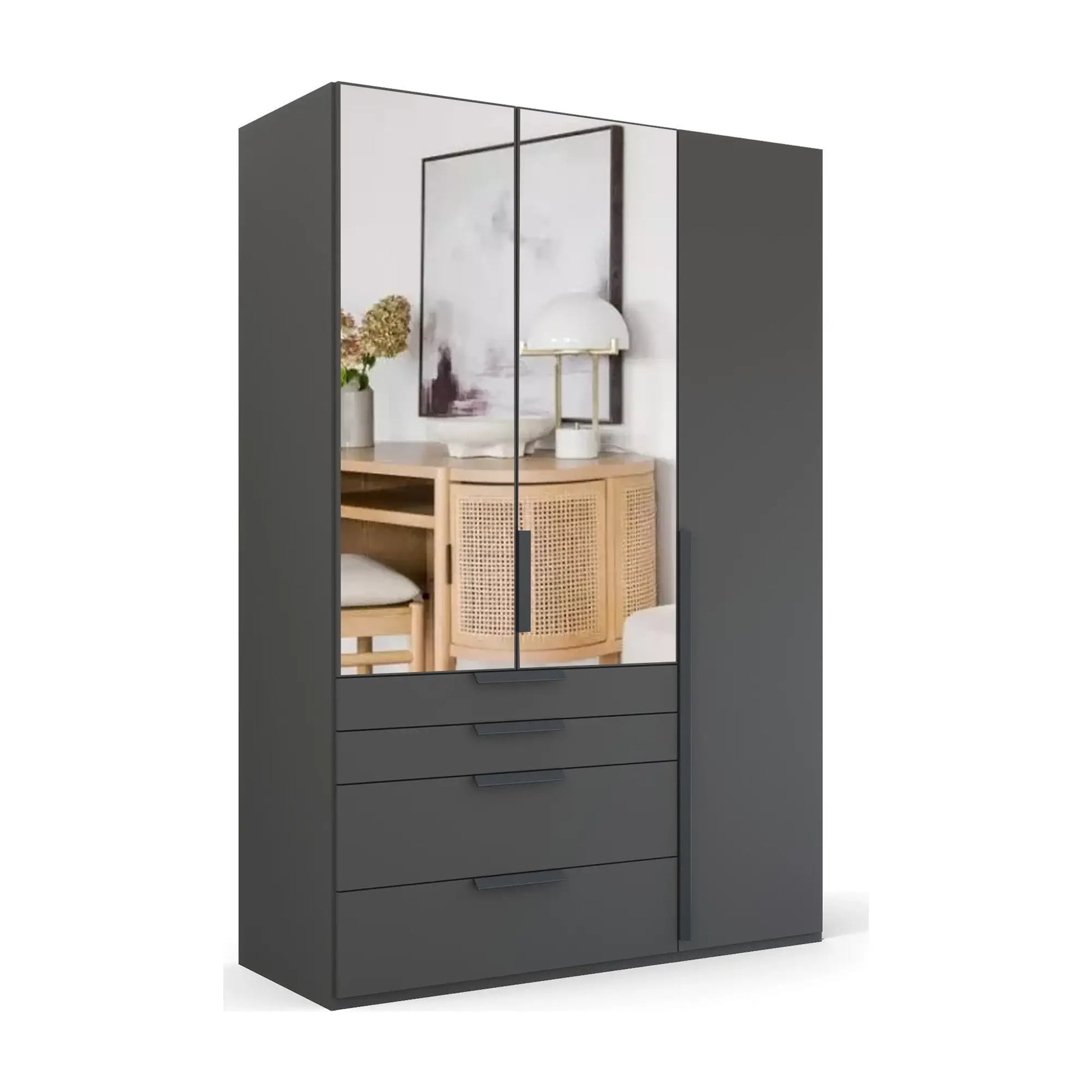 Frans 151cm Decor 3 Door Wardrobe With Drawers - Pendle Village Furniture