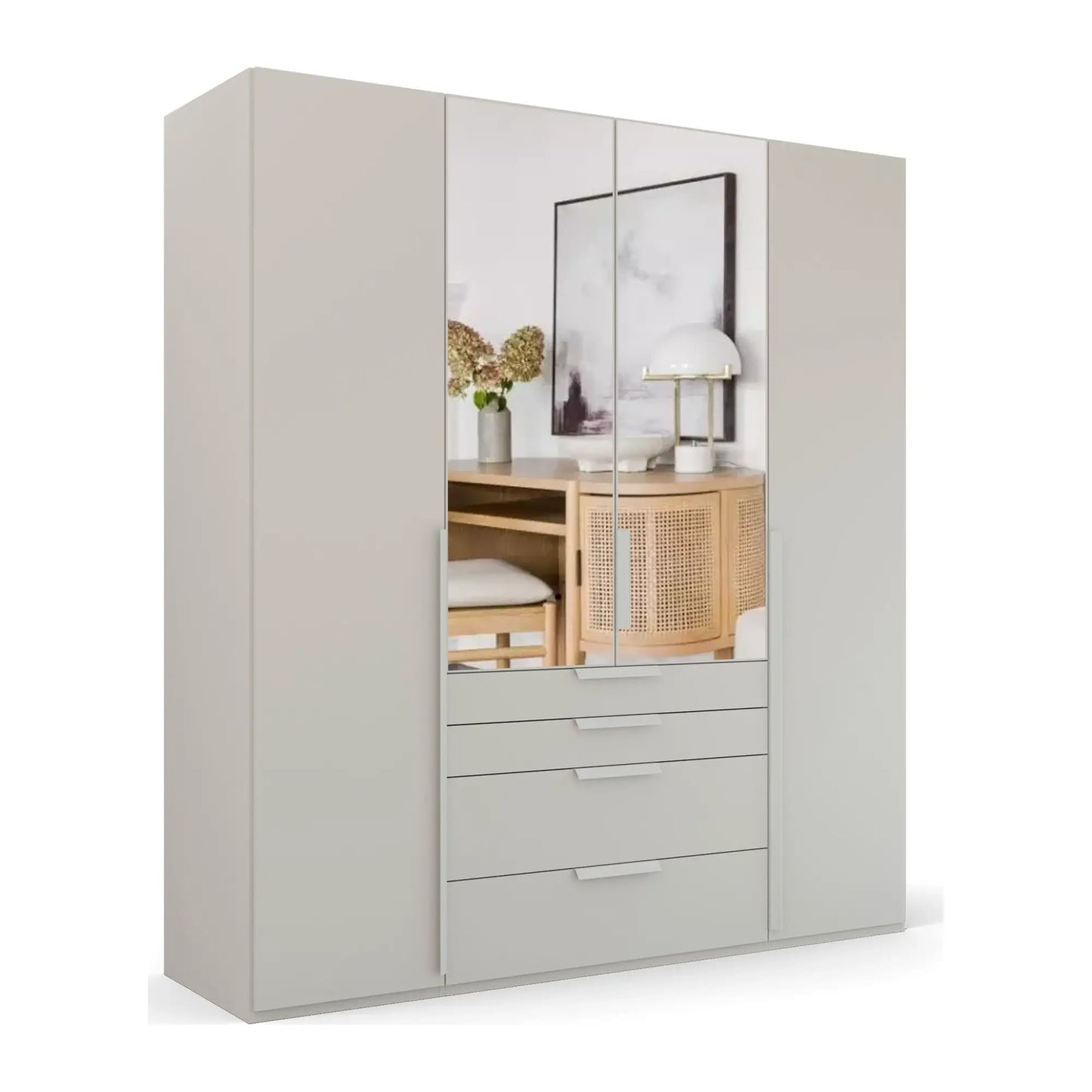 Rauch Frans 200cm Decor 4 Door Wardrobe with Drawers and Mirror