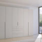 Frans 300cm Decor 6 Door Wardrobe With Drawers in Silk Grey - Styled in a Living Room