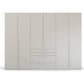 Rauch Frans 301cm Decor Silk Grey 6 door wardrobe with exterior drawers, Long Door Handles 