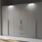 Frans 300cm Glass 6 Door Wardrobe With Drawers in Silk Grey - Passepartout Frame with Lights