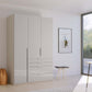 Shop the Rauch Frans 151cm Silk Grey Glass 3 door wardrobe with 4 exterior drawers