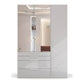 Rauch Frans 151cm Silk Grey Glass 3 door wardrobe with 4 exterior drawers and mirror 