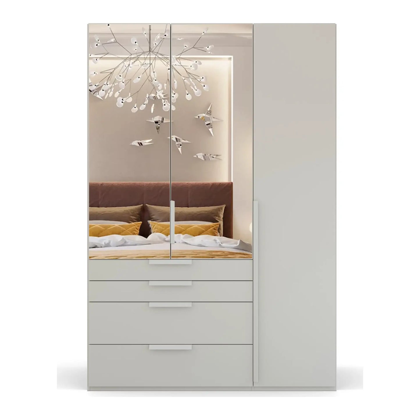 Frans 151cm Decor 3 Door Wardrobe With Drawers - Pendle Village Furniture