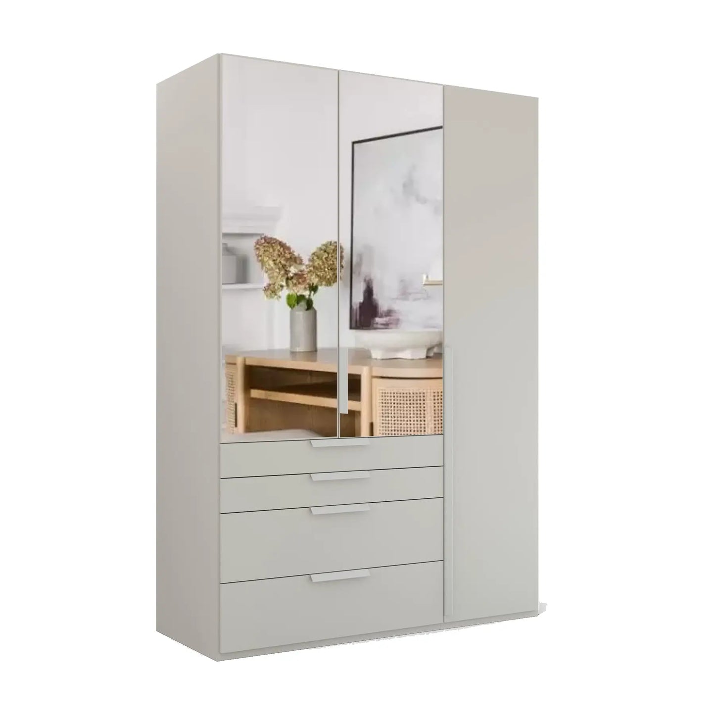 Frans 151cm Decor 3 Door Wardrobe With Drawers - Pendle Village Furniture