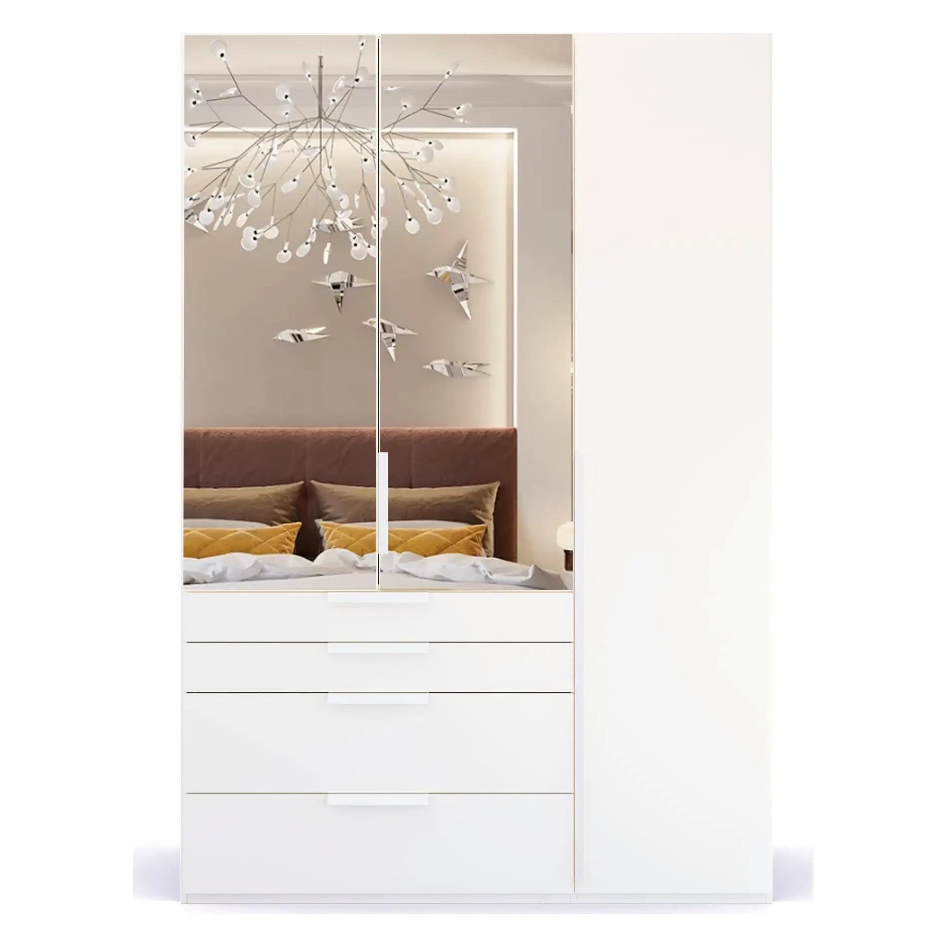 Frans 151cm Decor 3 Door Wardrobe With Drawers - Pendle Village Furniture