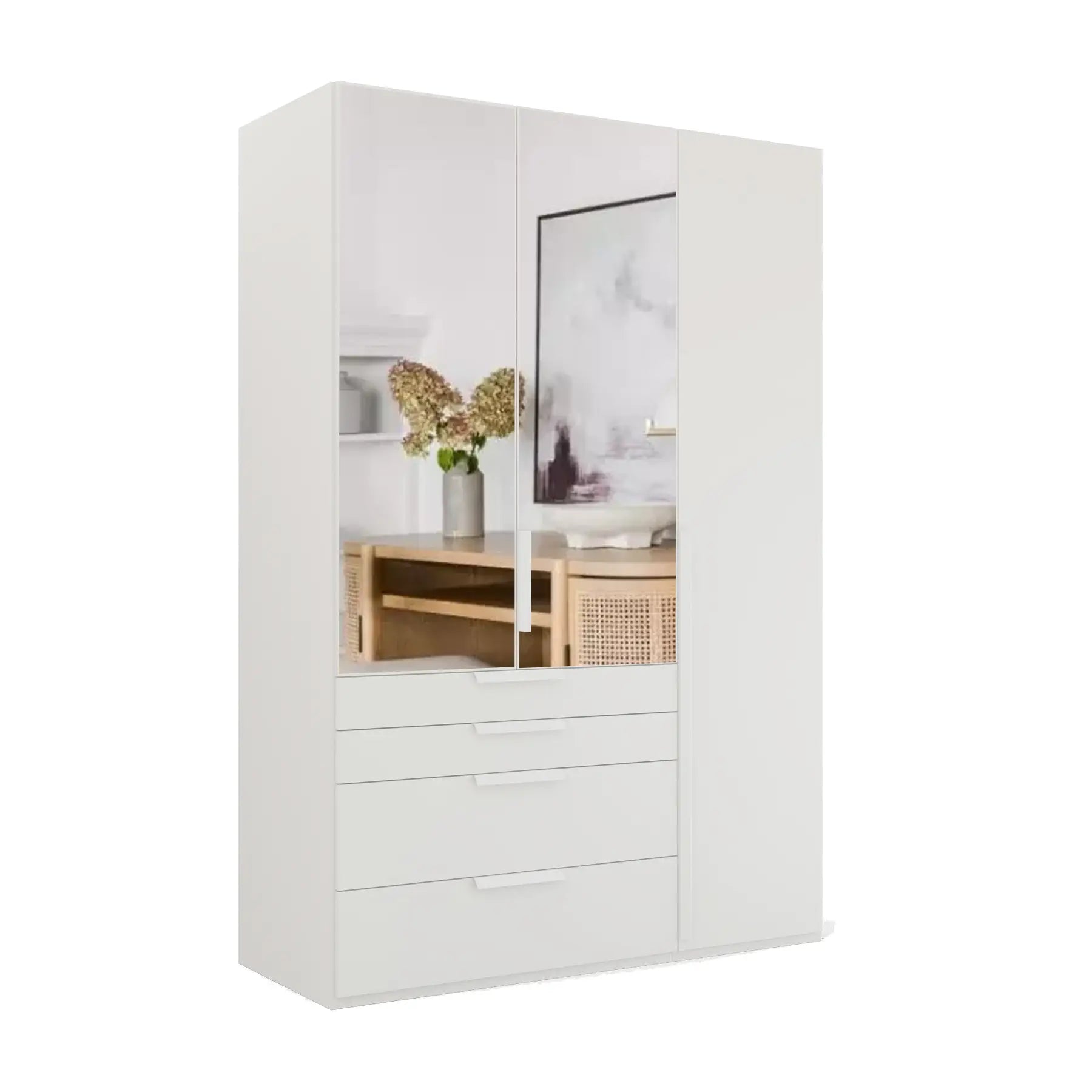 Frans 151cm Decor 3 Door Wardrobe With Drawers - Pendle Village Furniture