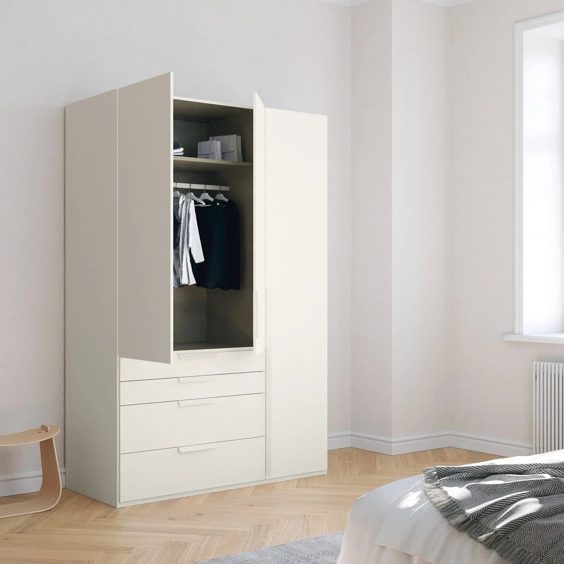 Frans 151cm Decor 3 Door Wardrobe With Drawers - Pendle Village Furniture
