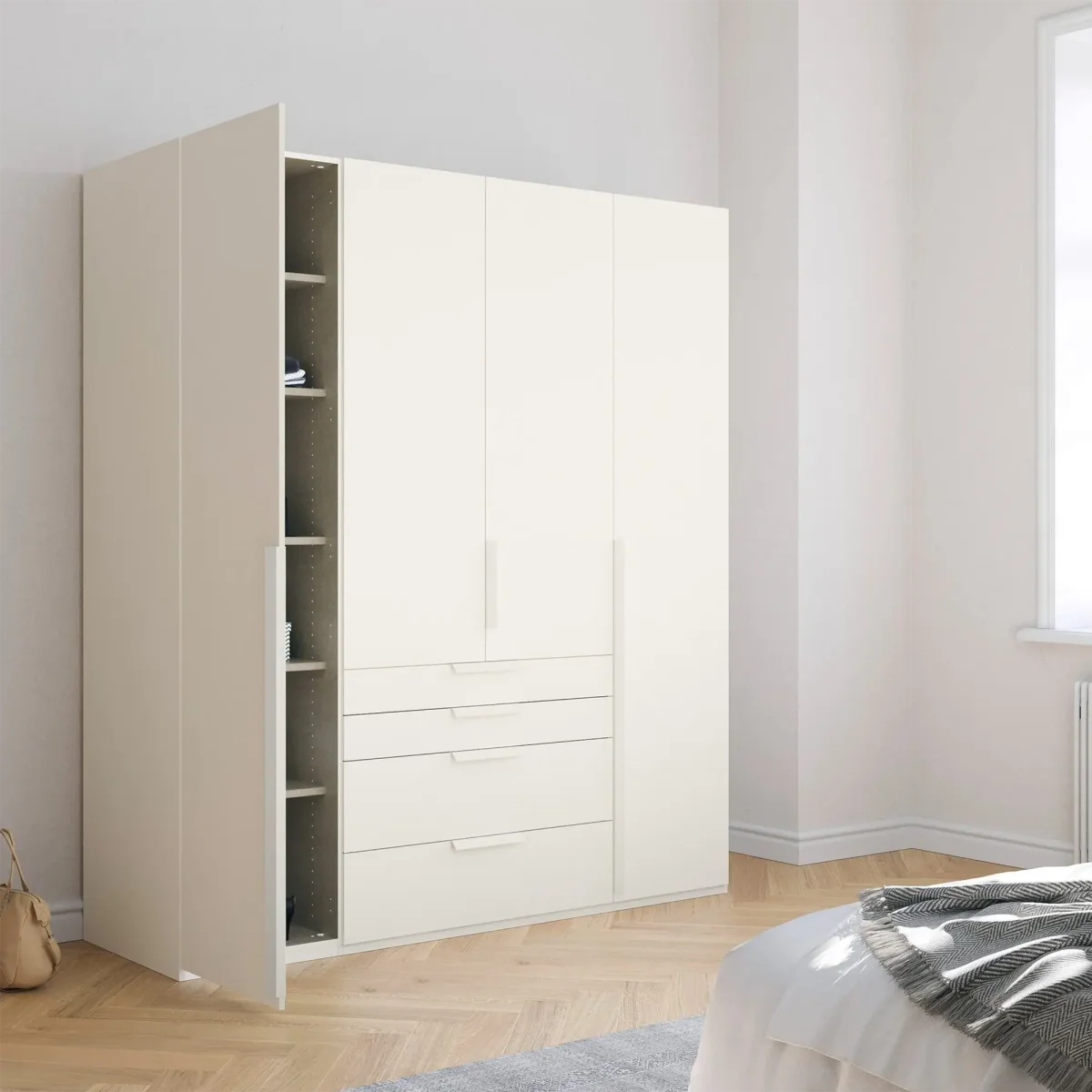 Rauch Purisma Frans 200cm Decor White 4 Door Premium Wardrobe with Drawers 