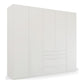 Frans 250cm Decor 5 Door Wardrobe With Drawers in White