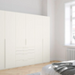 Frans 300cm Decor 6 Door Wardrobe With Drawers in White - Styled in a Bedroom