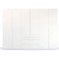 Rauch Frans 301cm White 6 door wardrobe with exterior drawers, Long Door Handles