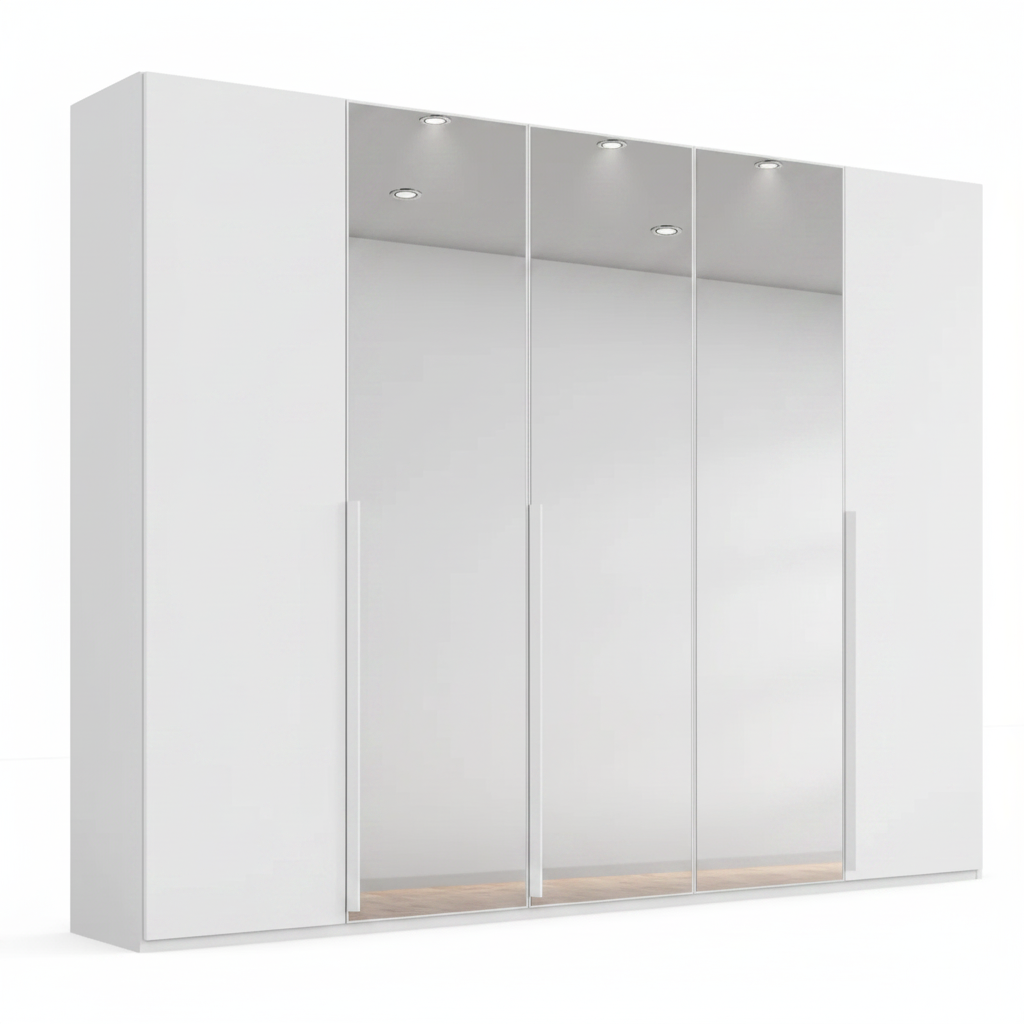 Rauch Frans 250cm Glass 5 Door Hinged Wardrobe with Premium Interior