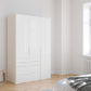Shop the Rauch Frans 151cm White Glass 3 door wardrobe with 4 exterior drawers