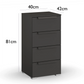 Rauch Frans 4 Drawer Glass Narrow Chest - Dimensions